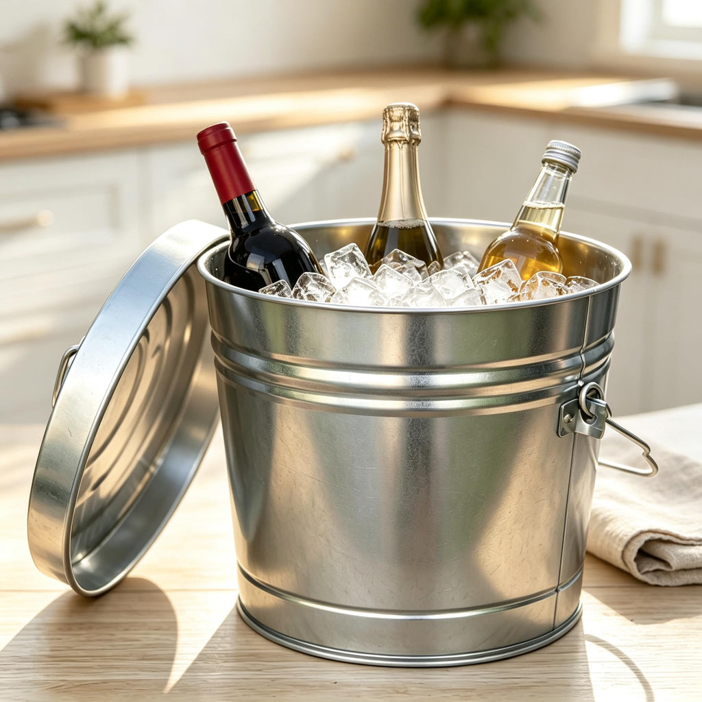 6 Gal Galvanized Steel Storage Can with Locking Lid M887017