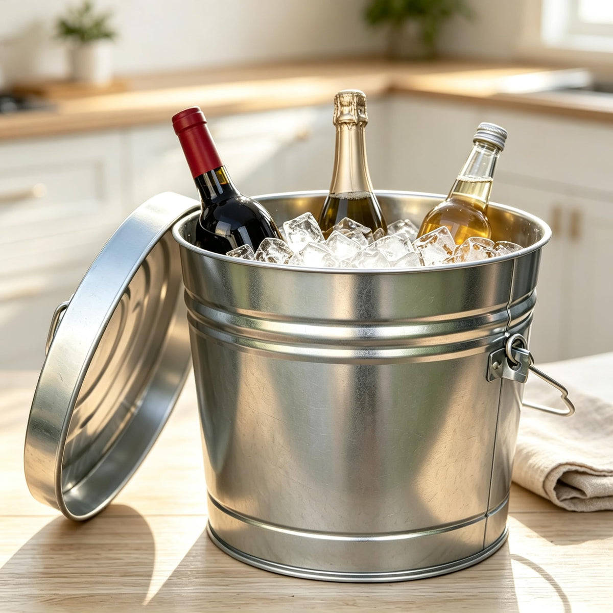 6 Gal Galvanized Steel Storage Can with Locking Lid M887017