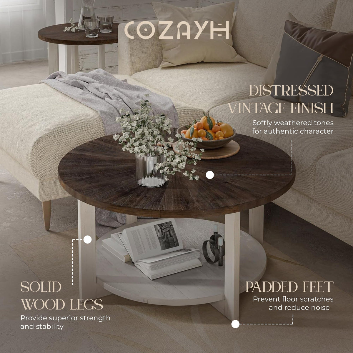 Round Farmhouse Coffee Table H91871