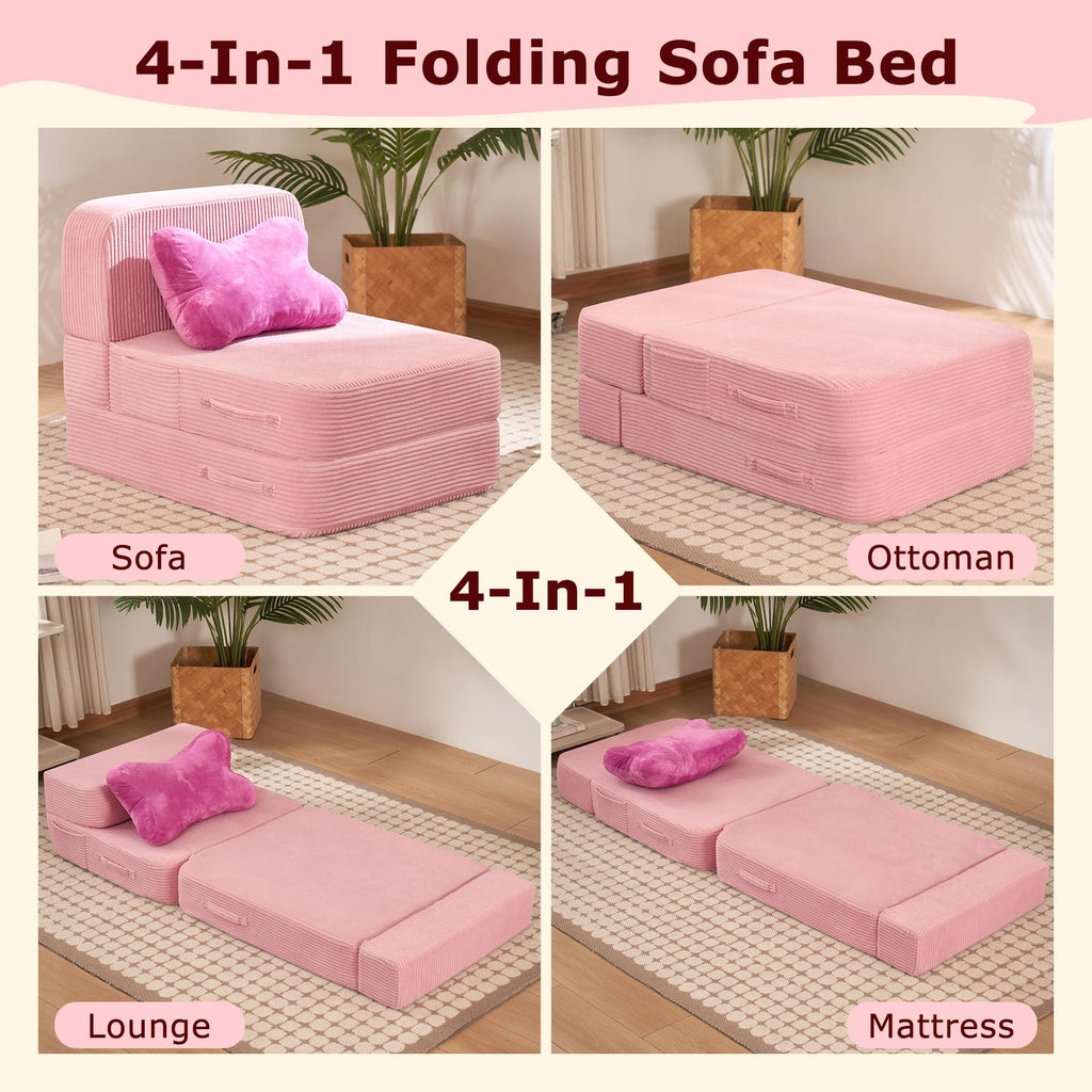 Pink Folding Convertible Sofa Bed Z8846