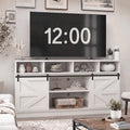 White 58" Farmhouse TV Stand with Sliding Barn Doors T6930