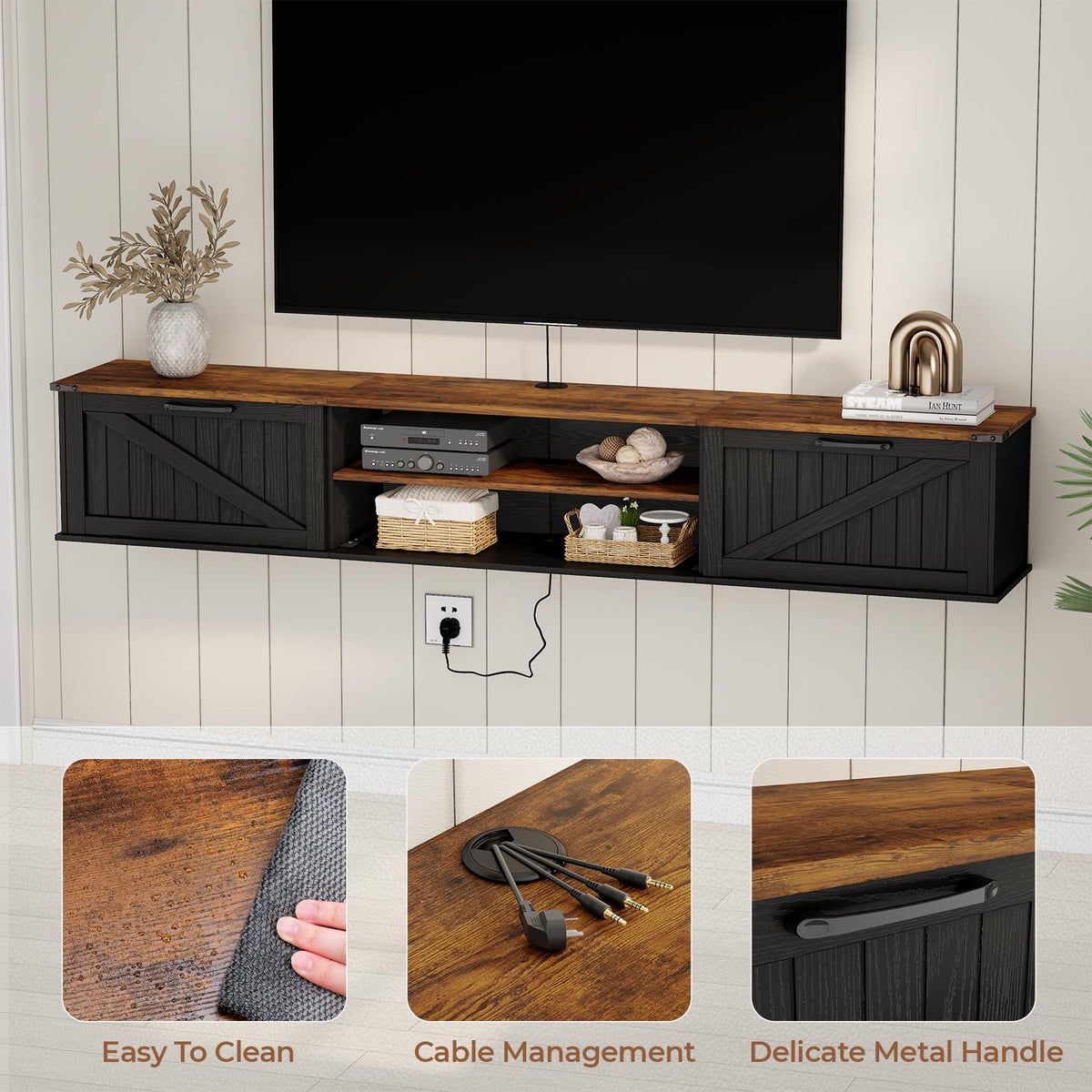 70" Black Floating TV Stand G502540