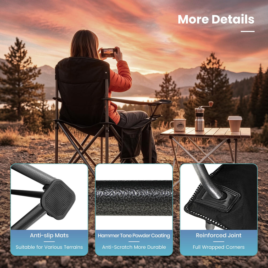 Oversized Folding Camping Chairs 2 Pack Black C618