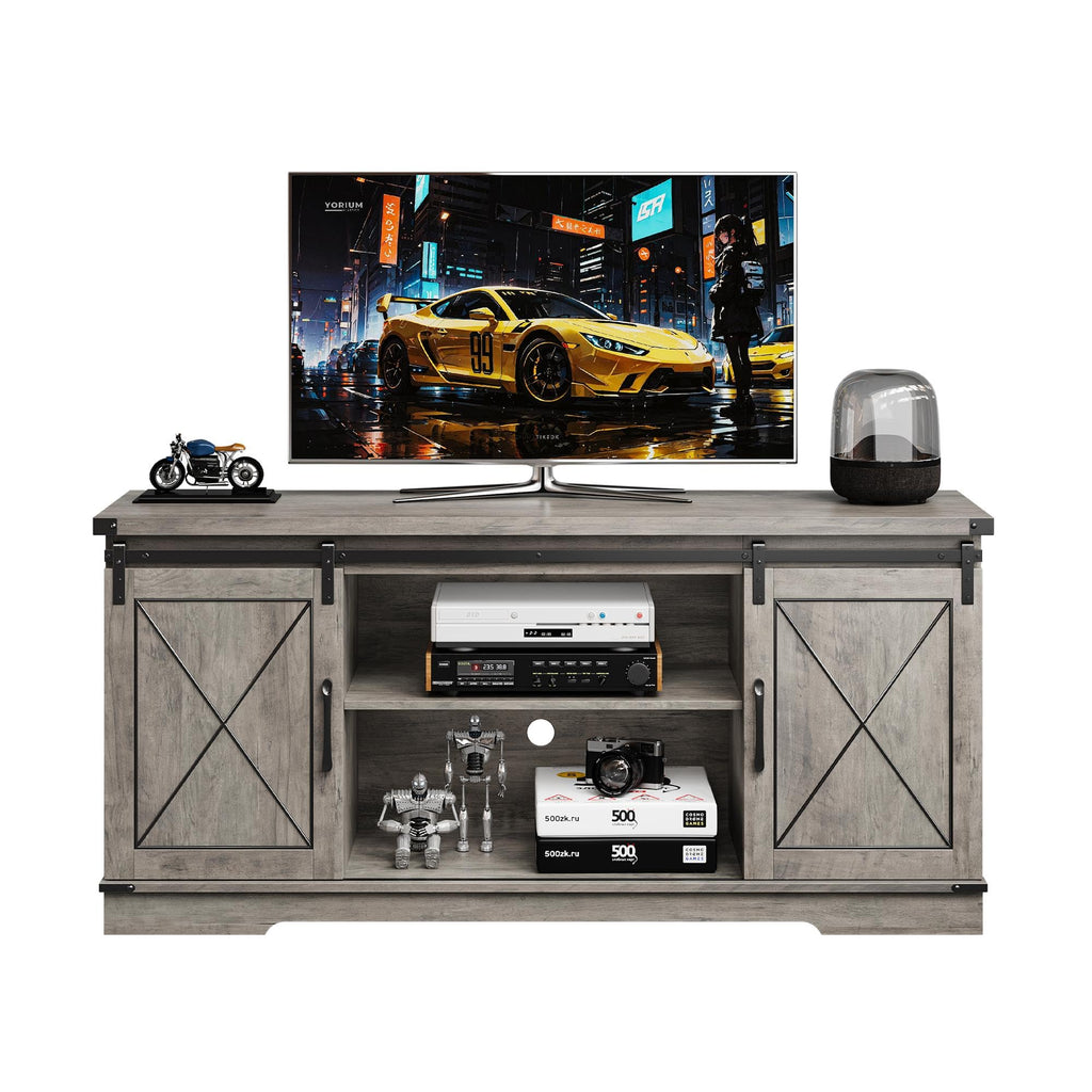 65" Rustic Farmhouse TV Stand with Sliding Barn Doors N70143