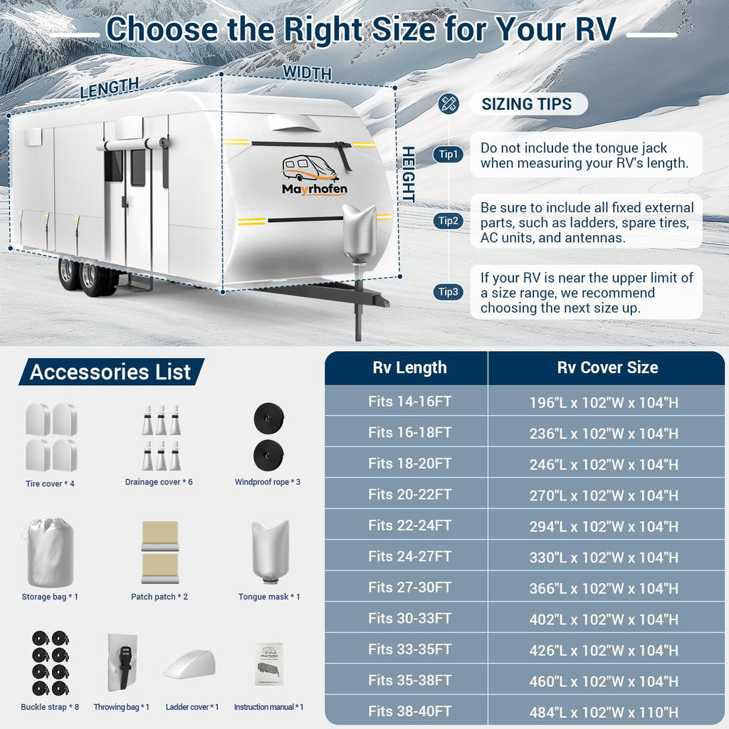 14-16ft 6 Layers 600D Oxford Waterproof RV Cover X518