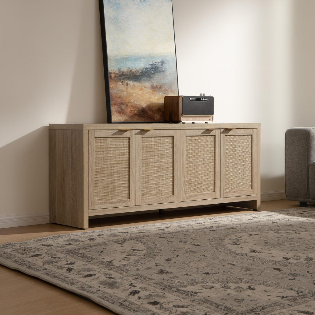 TV Stand with 4 Rattan Cabinets K397