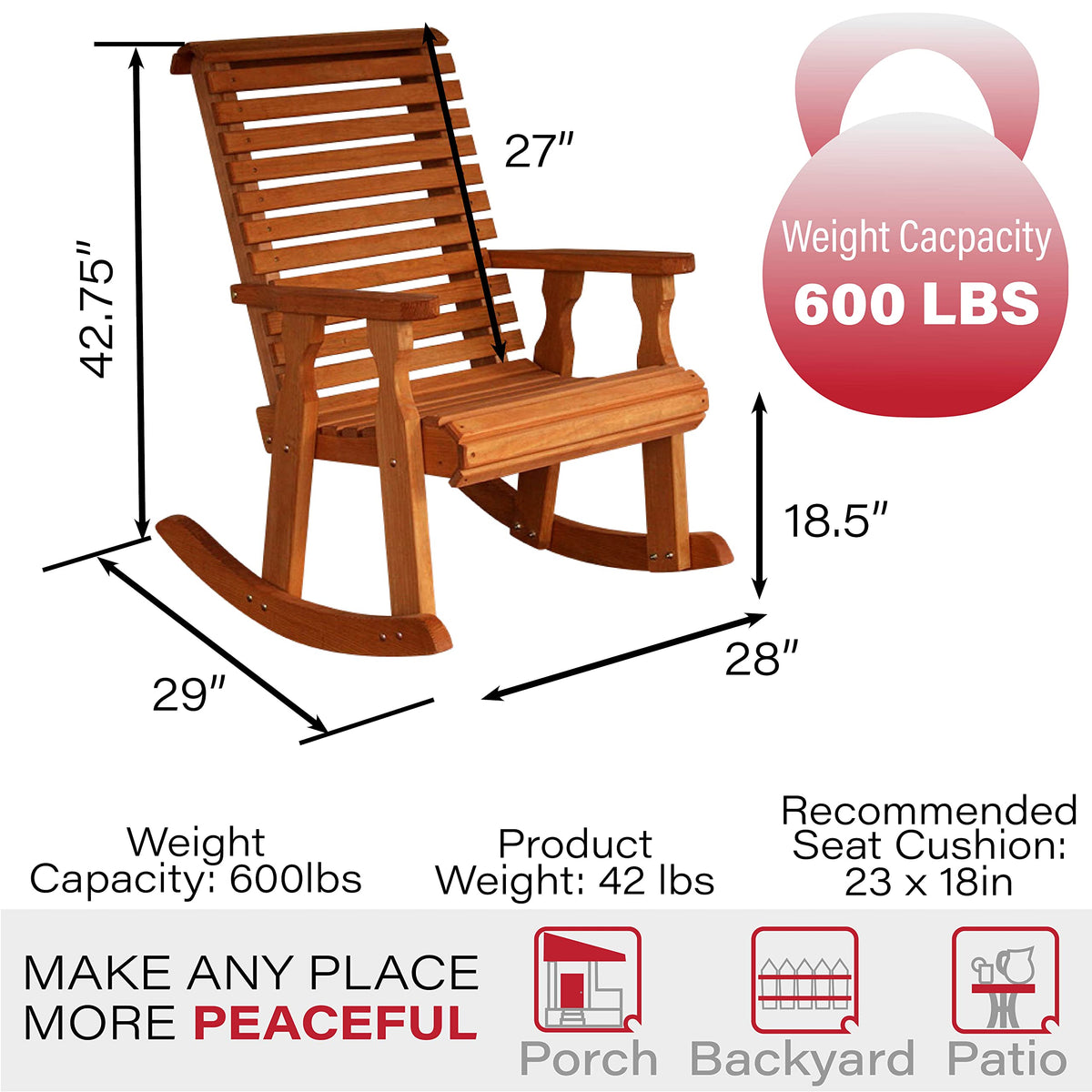 Cedar Stain Pressure Treated Rocking Chair L313188