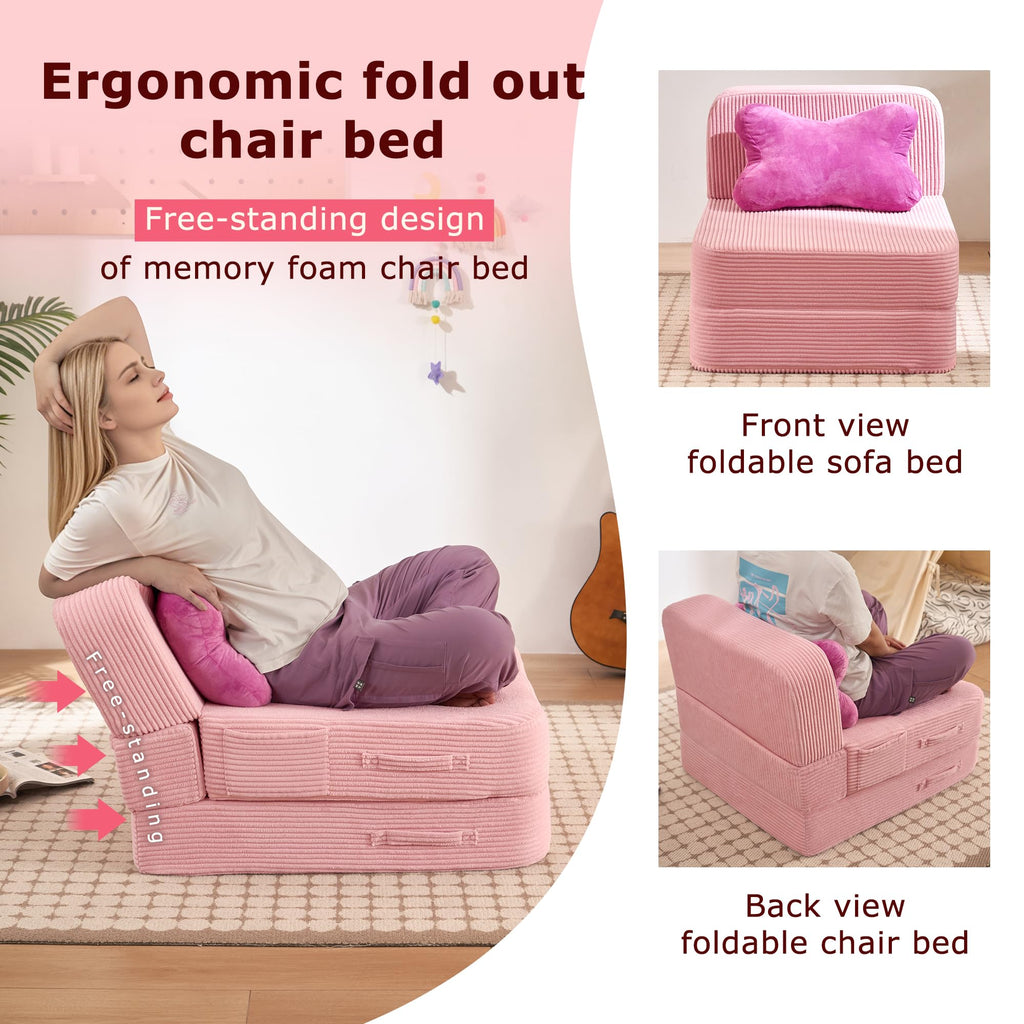 Pink Folding Convertible Sofa Bed Z8846
