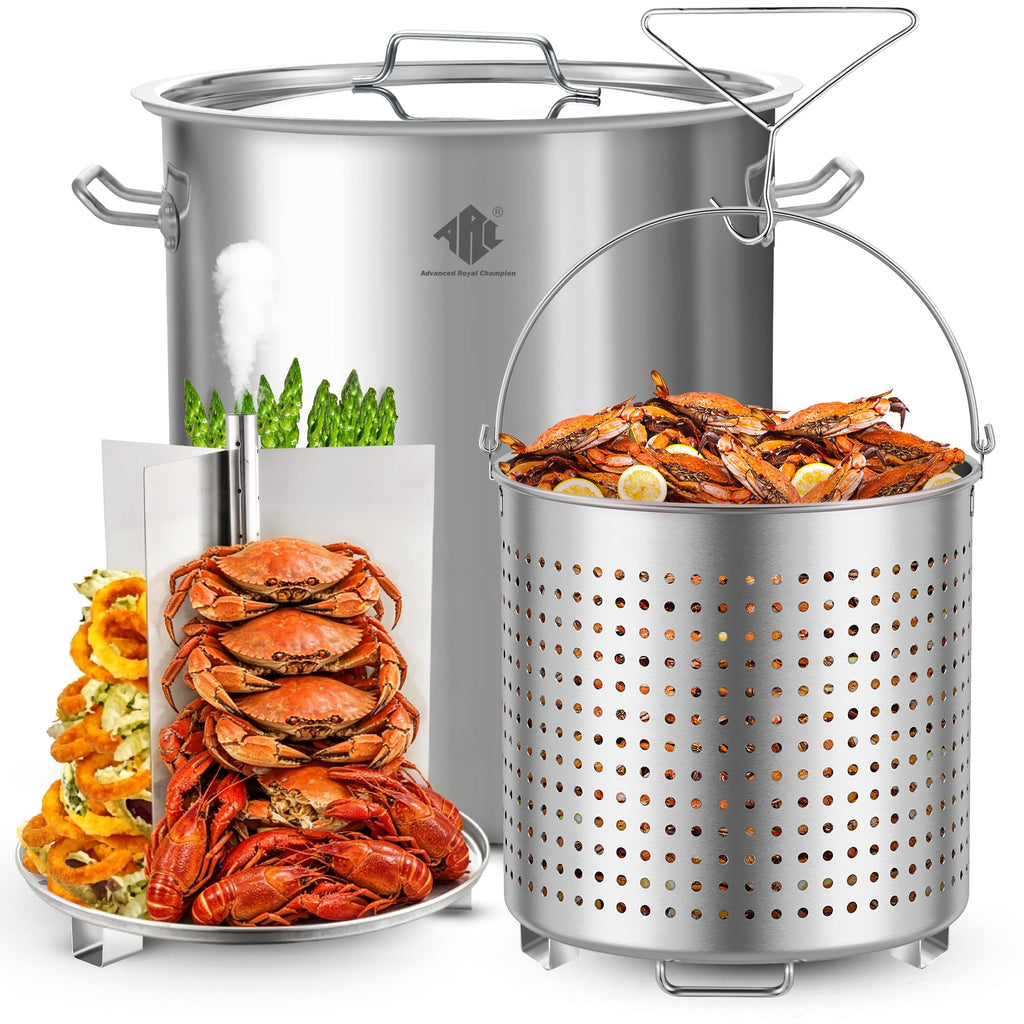 64QT Stainless Steel Stockpot with Basket V230