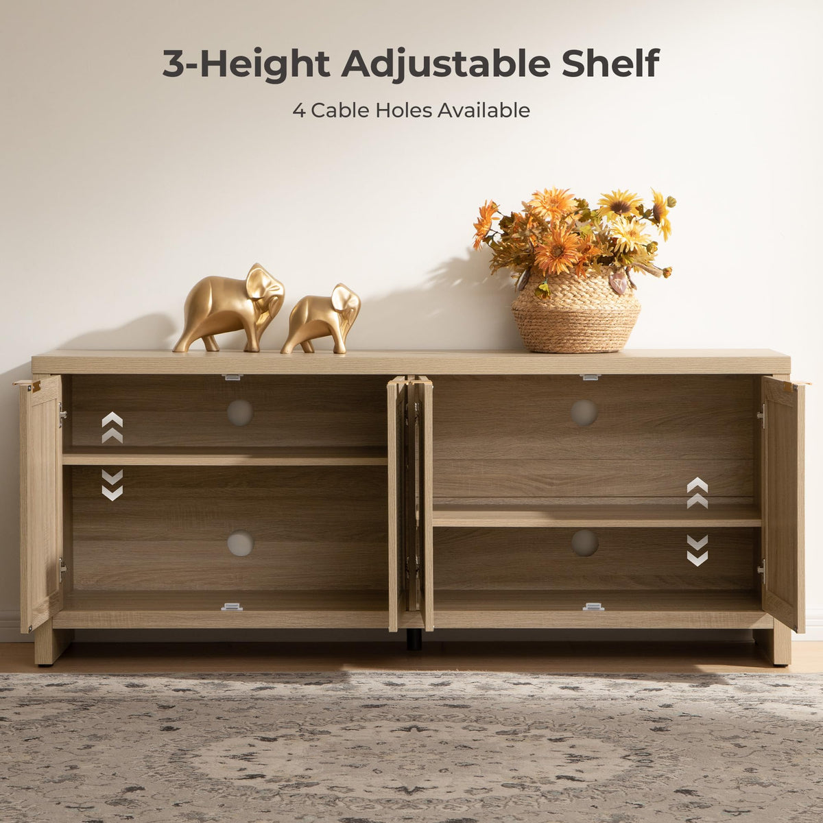 TV Stand with 4 Rattan Cabinets K397