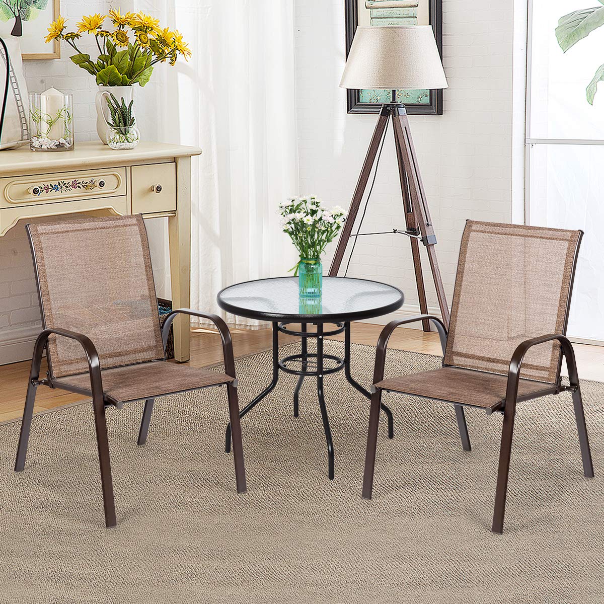 2 Piece Outdoor Patio Chairs with Breathable Fabric S649