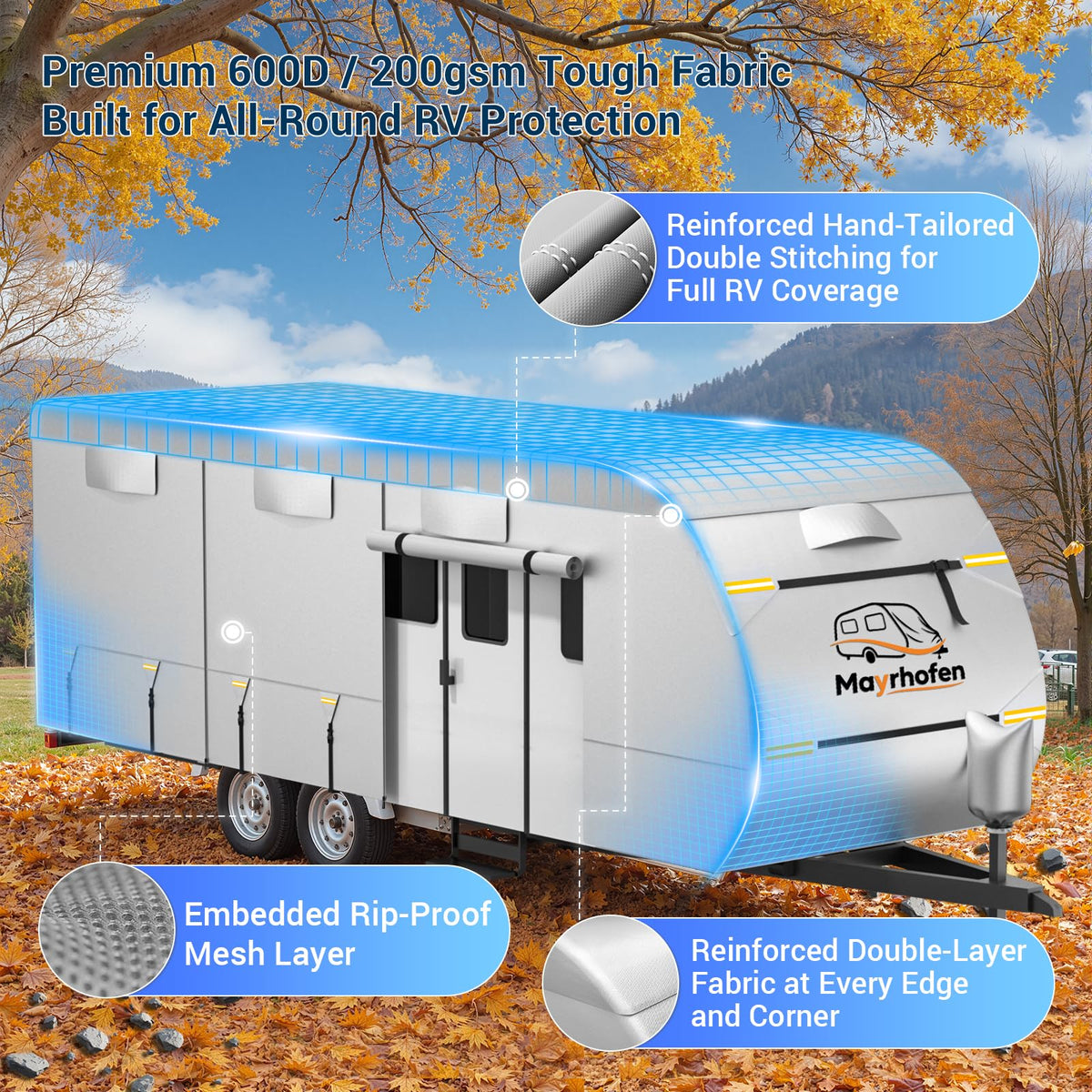 14-16ft 6 Layers 600D Oxford Waterproof RV Cover X518