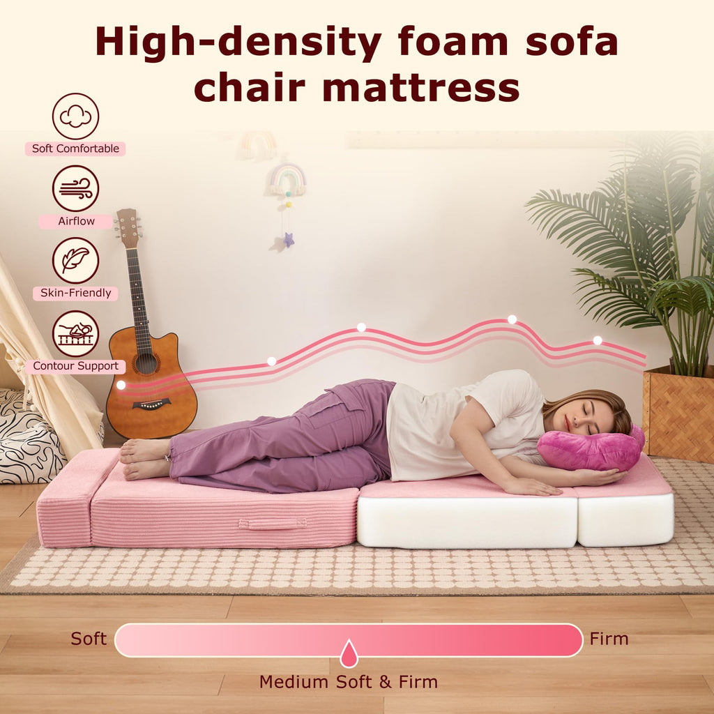 Pink Folding Convertible Sofa Bed Z8846