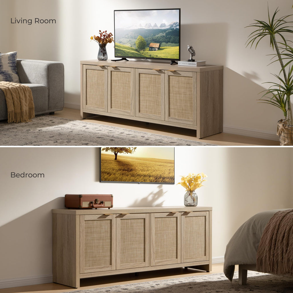 TV Stand with 4 Rattan Cabinets K397