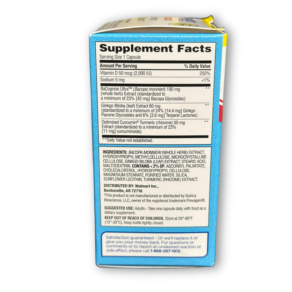 Bacopa Ginkgo Turmeric Vitamin D Capsules 30 Count A6530