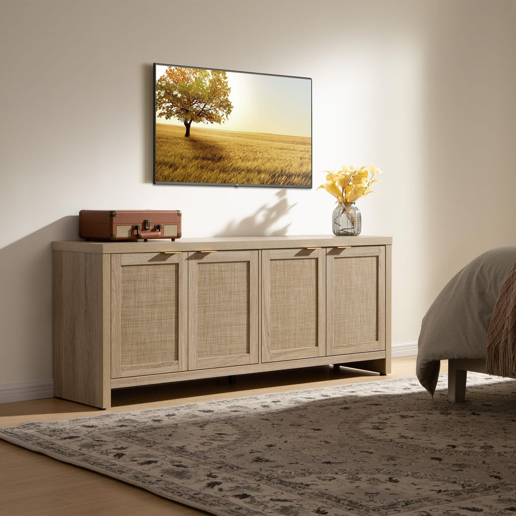 TV Stand with 4 Rattan Cabinets K397