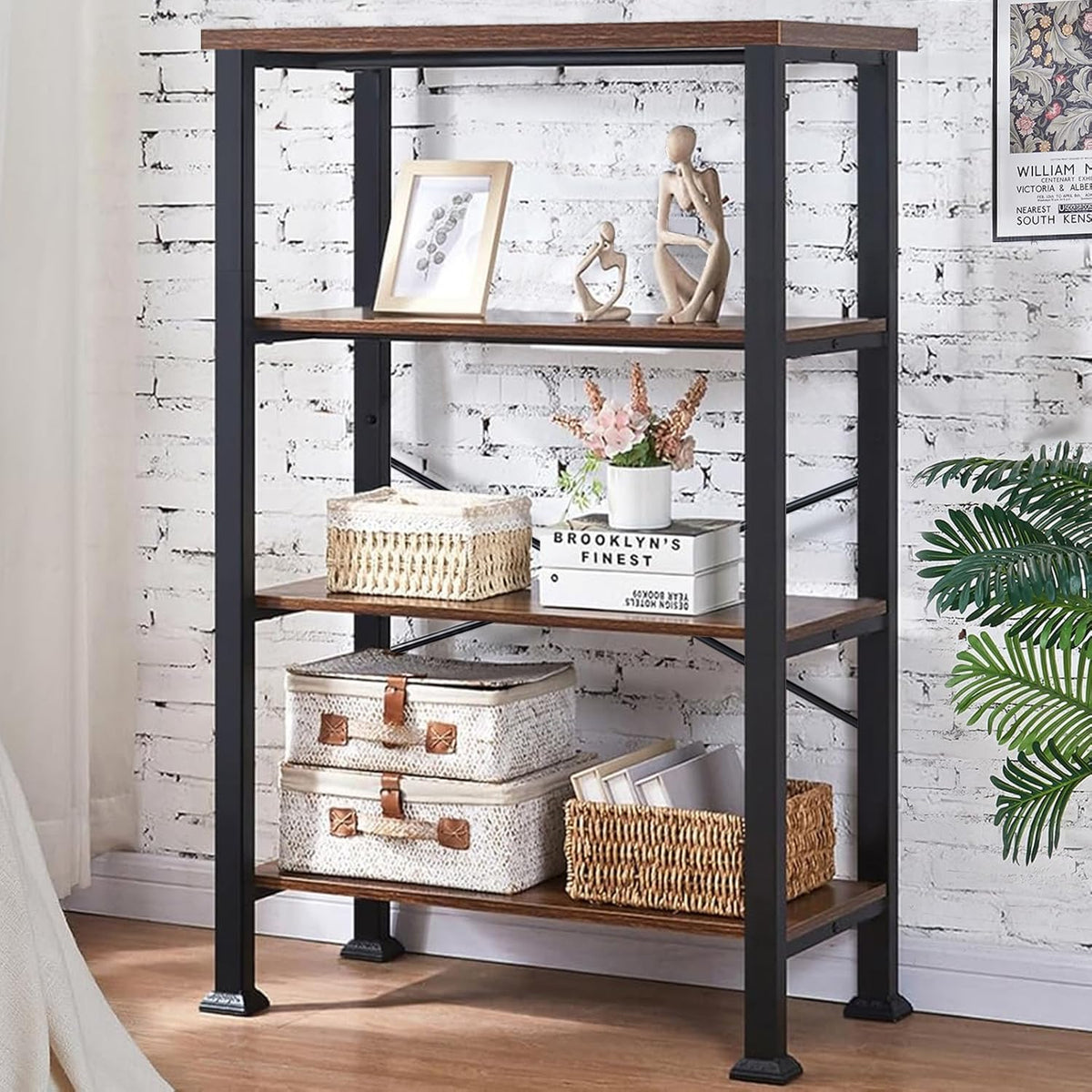 4 Tier Rustic Brown Bookshelf A470153