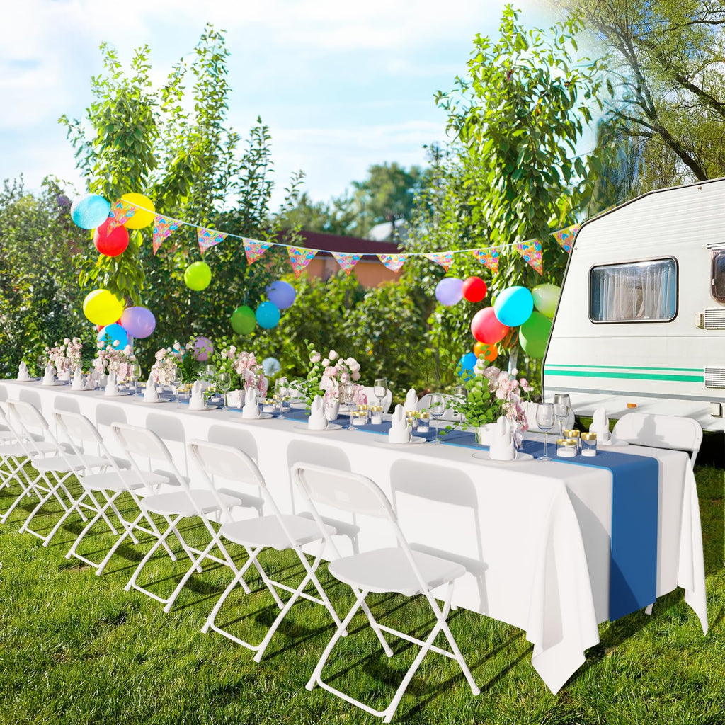 White Plastic Folding Chairs Set of 10 with Metal Frame T9399