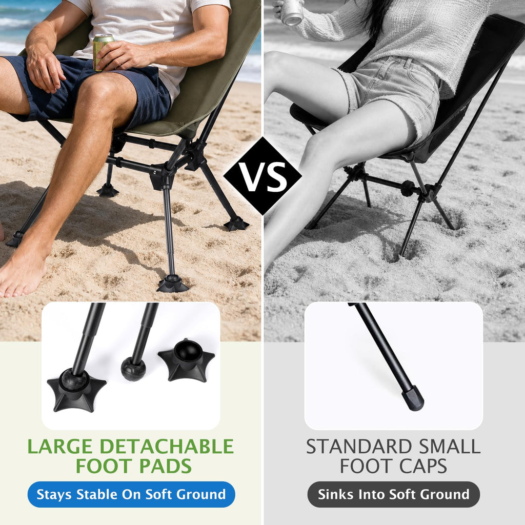 2 Pack Green Folding Camping Chair with Storage Bag X938