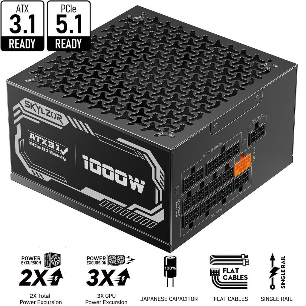 1000W Fully Modular 80+ Gold Certified ATX 3.1 Power Supply X335