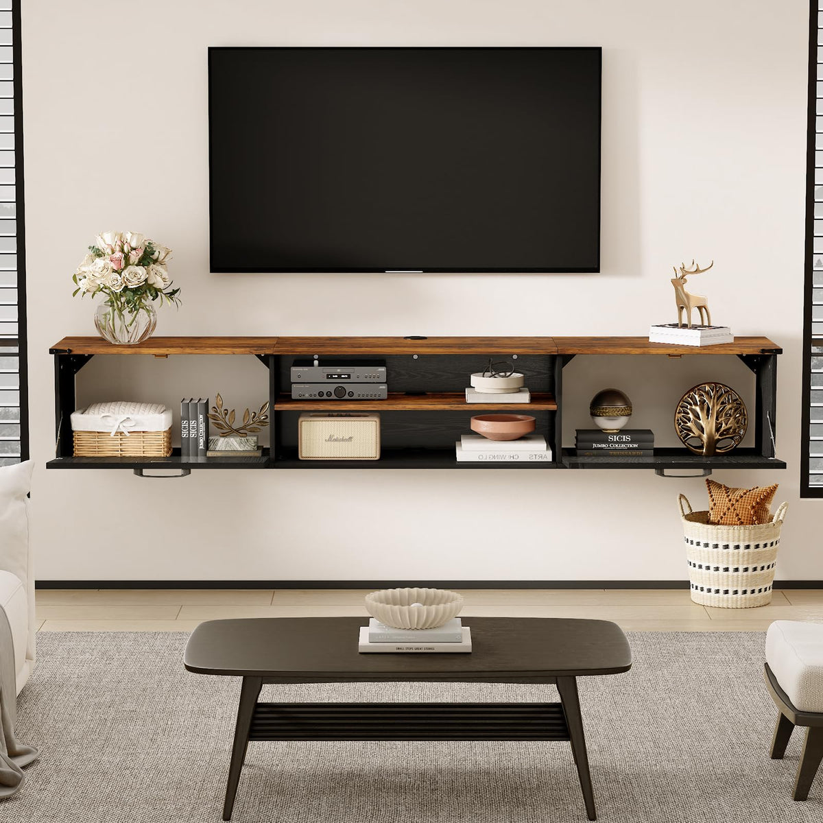 70" Black Floating TV Stand G502540