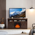 Farmhouse TV Media Stand with 18" Fireplace Insert and Cabinets, Espresso W524308