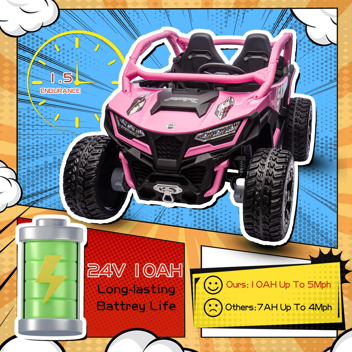 24V 10AH 2-Seater 4x4 Ride on Car UTV N23824