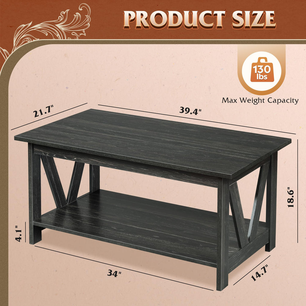 39.4" Wood Storage Coffee Table O7918