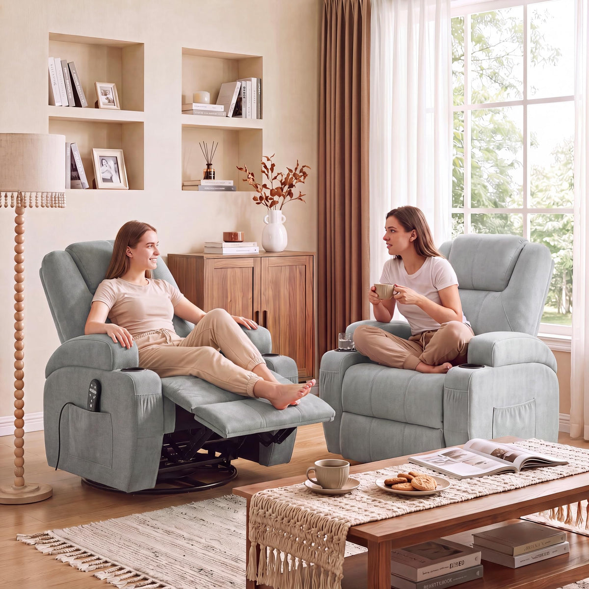 360° Swivel Rocker Recliner Chair with Massage H581688