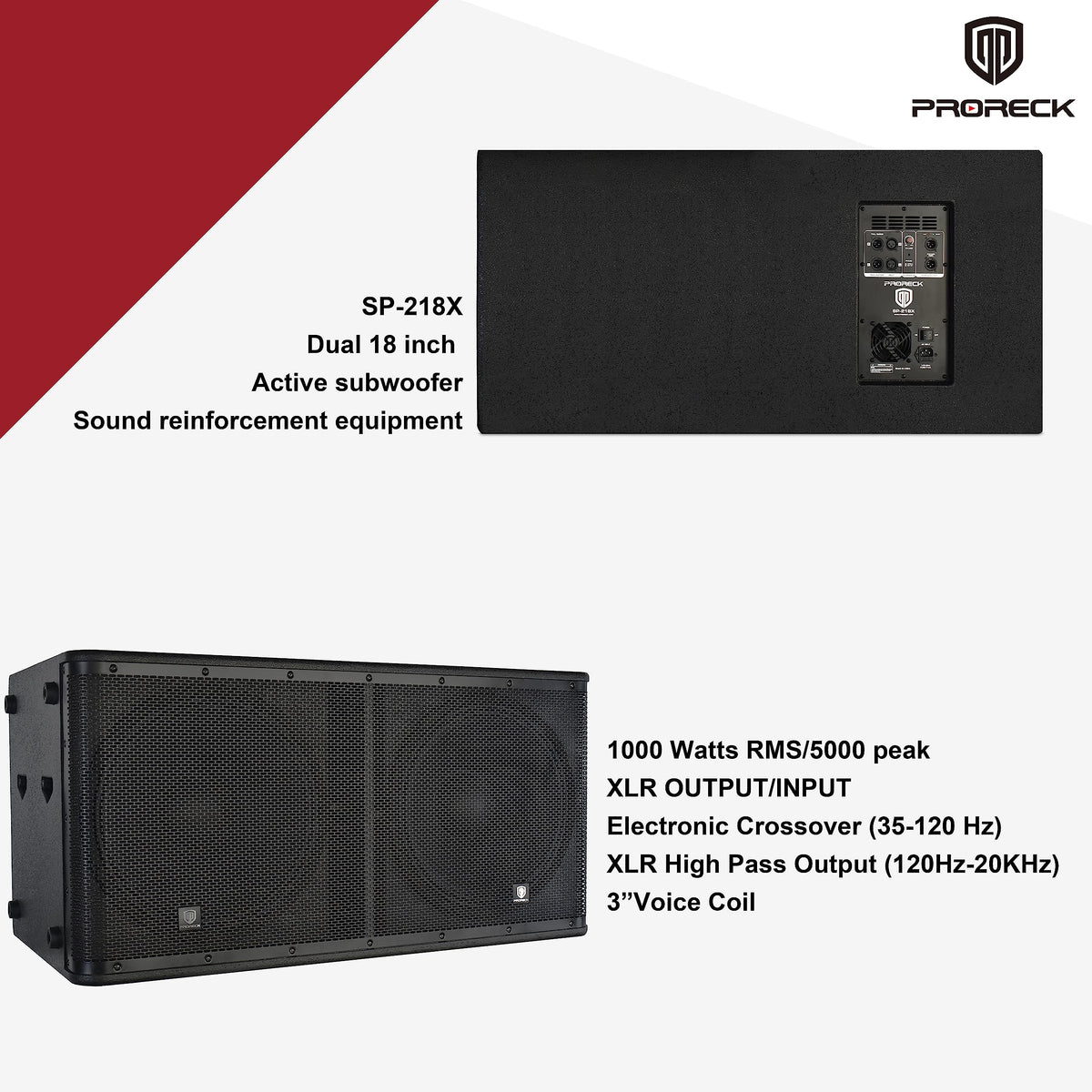 Active Powered PA DJ Subwoofer Cabinet Dual 18 inch 5000W with Class-D Amplifier, Black U8733