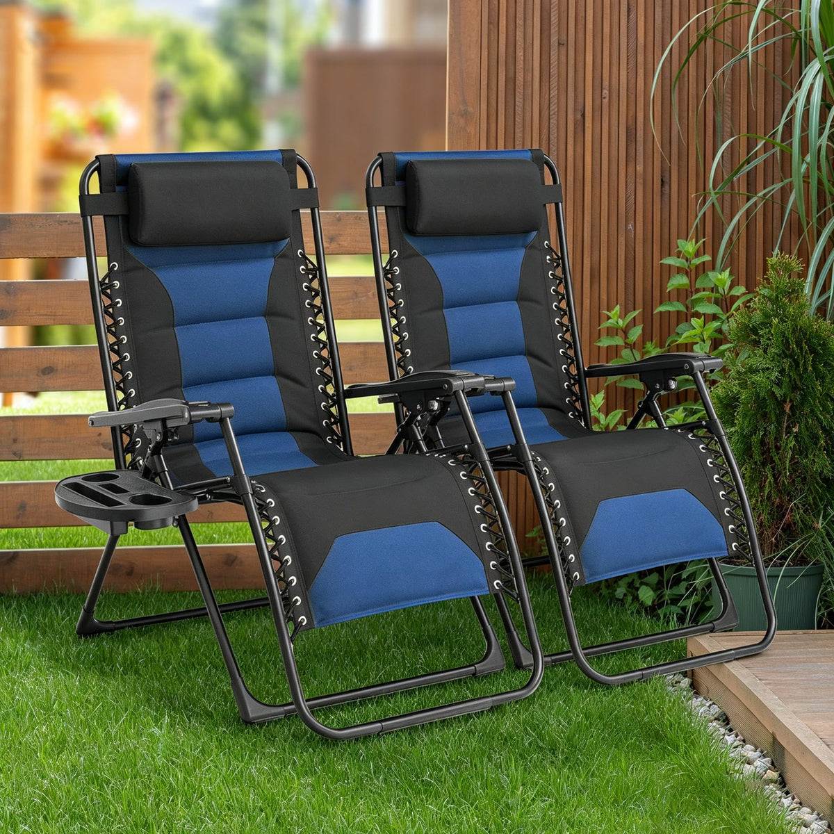 Oversized Zero Gravity Chair 2 Pack Black Blue M3576