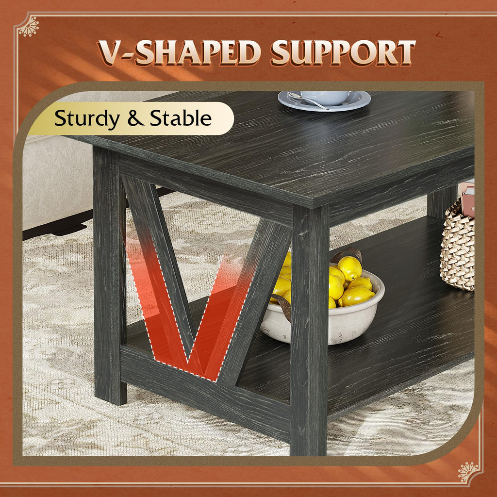 39.4" Wood Storage Coffee Table O7918