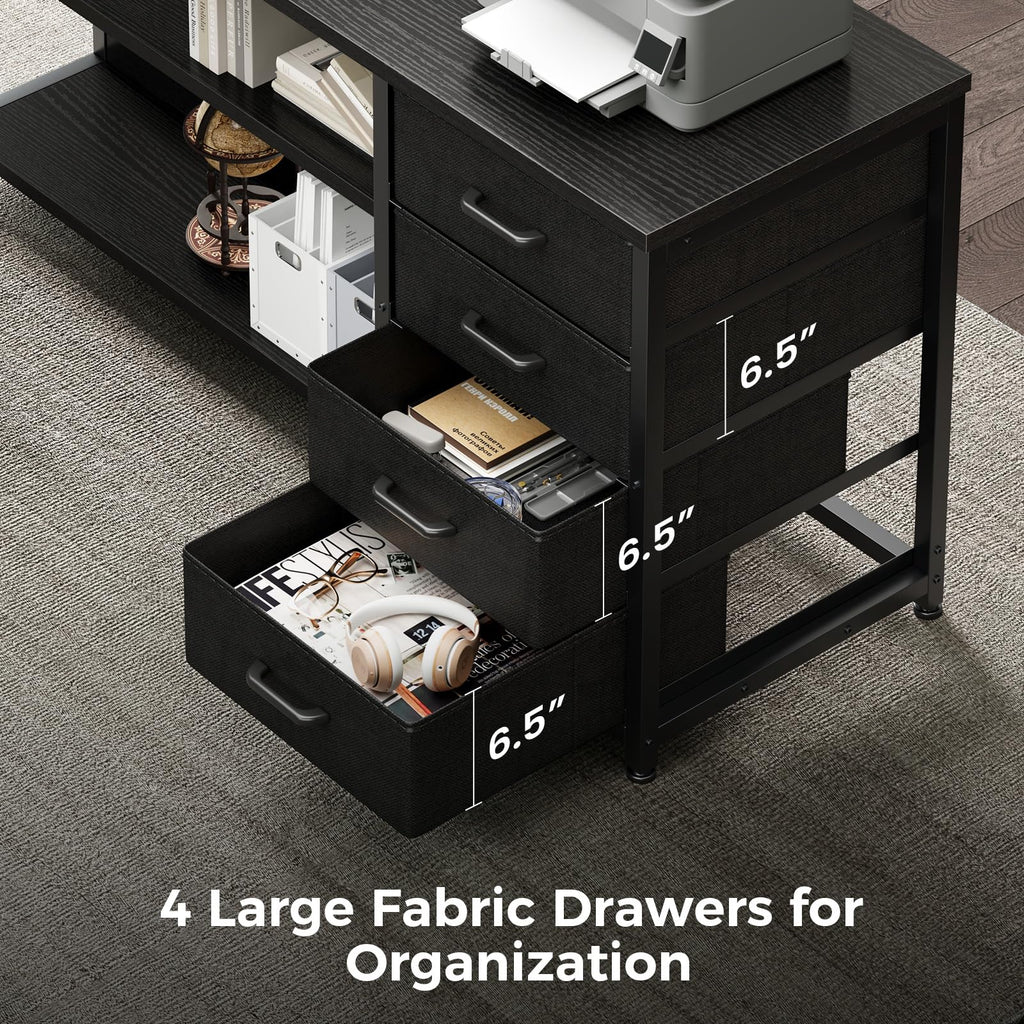 61 Inch L Shaped Computer Desk with 4 Drawers Z5922