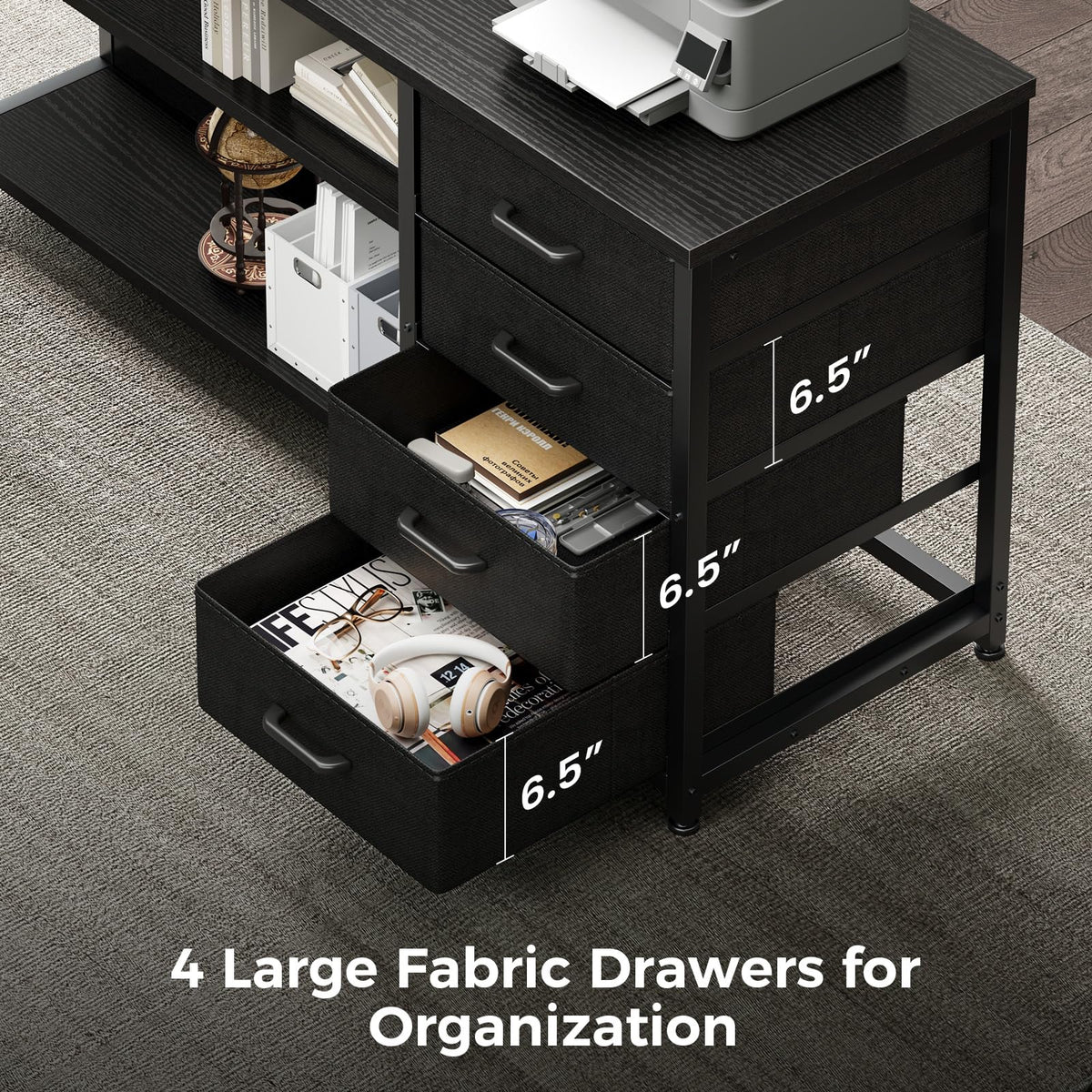 61 Inch L Shaped Computer Desk with 4 Drawers Z5922