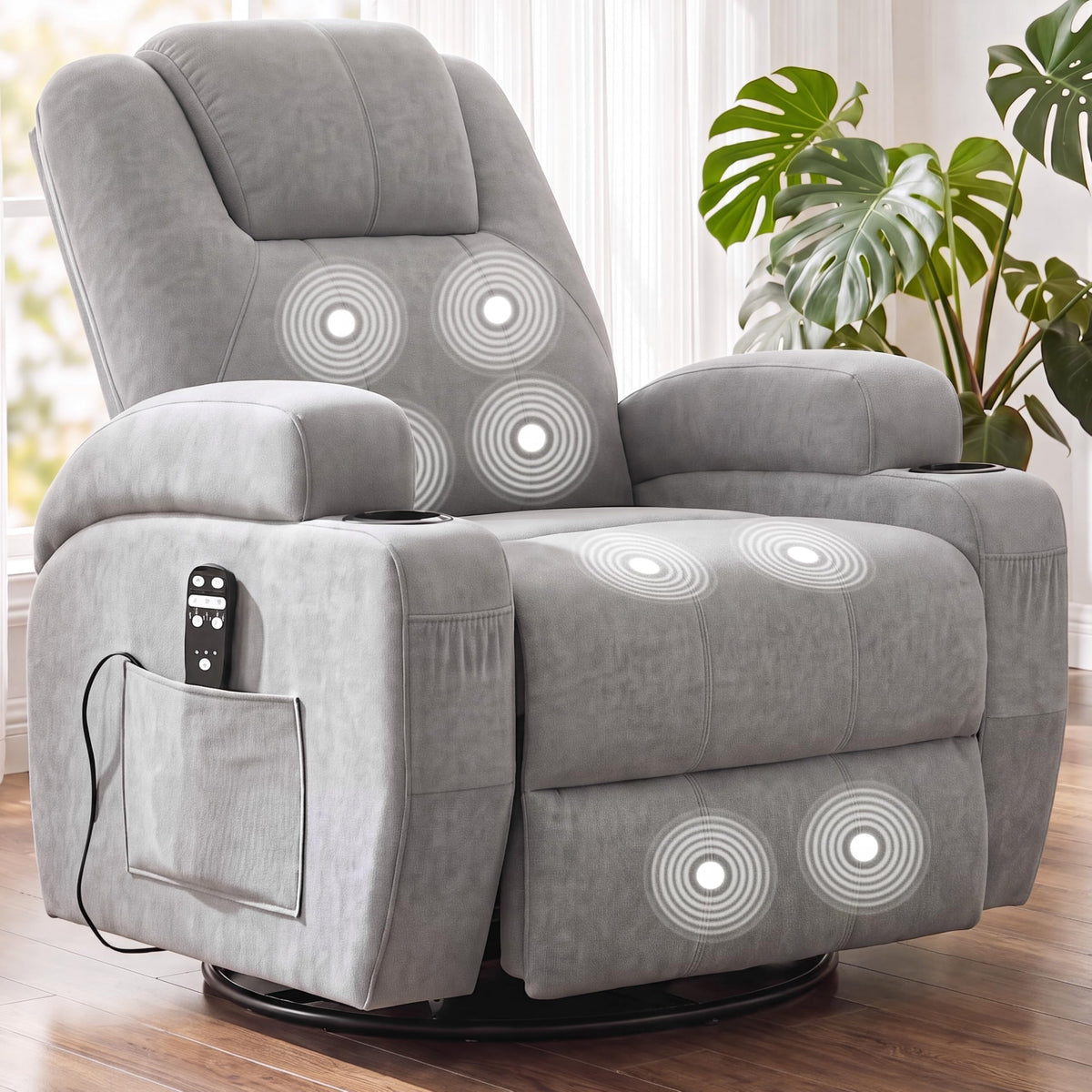 360° Swivel Rocker Recliner Chair with Massage H581688