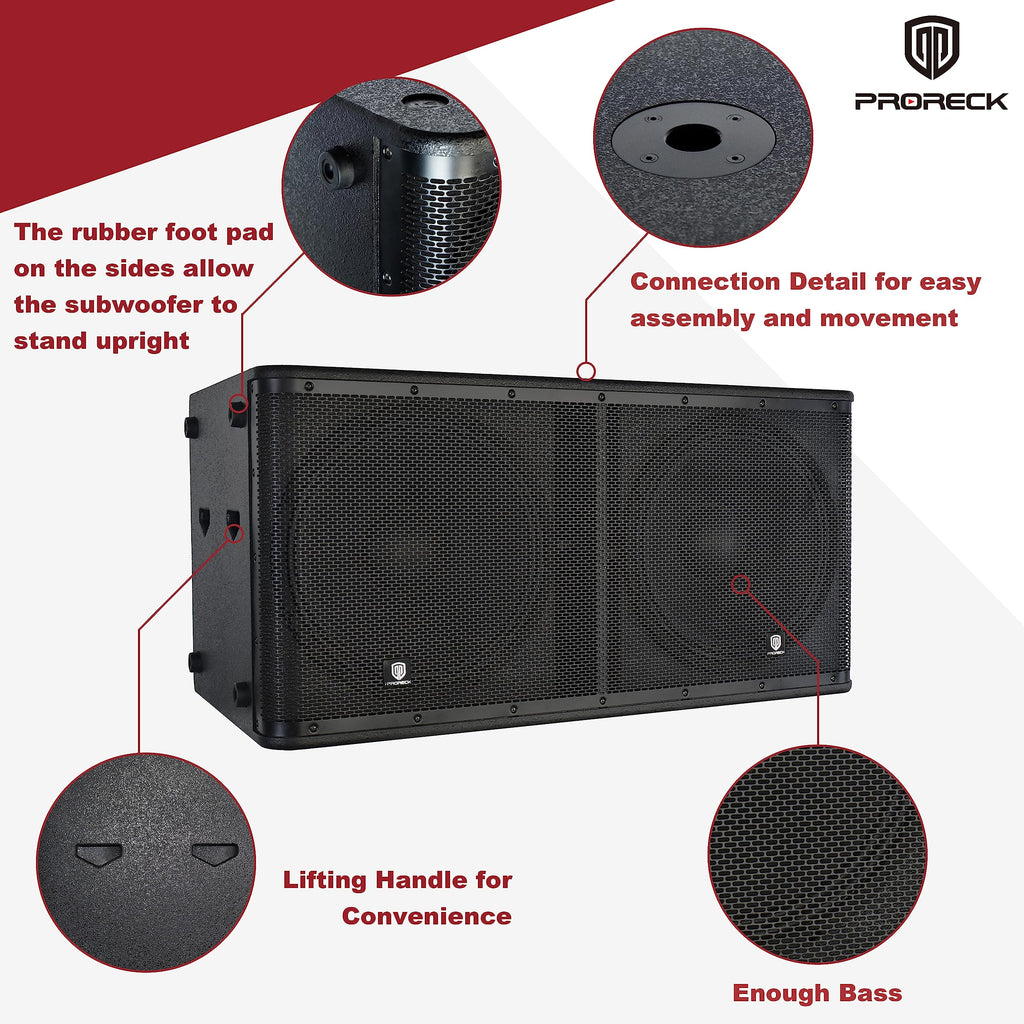 Active Powered PA DJ Subwoofer Cabinet Dual 18 inch 5000W with Class-D Amplifier, Black U8733