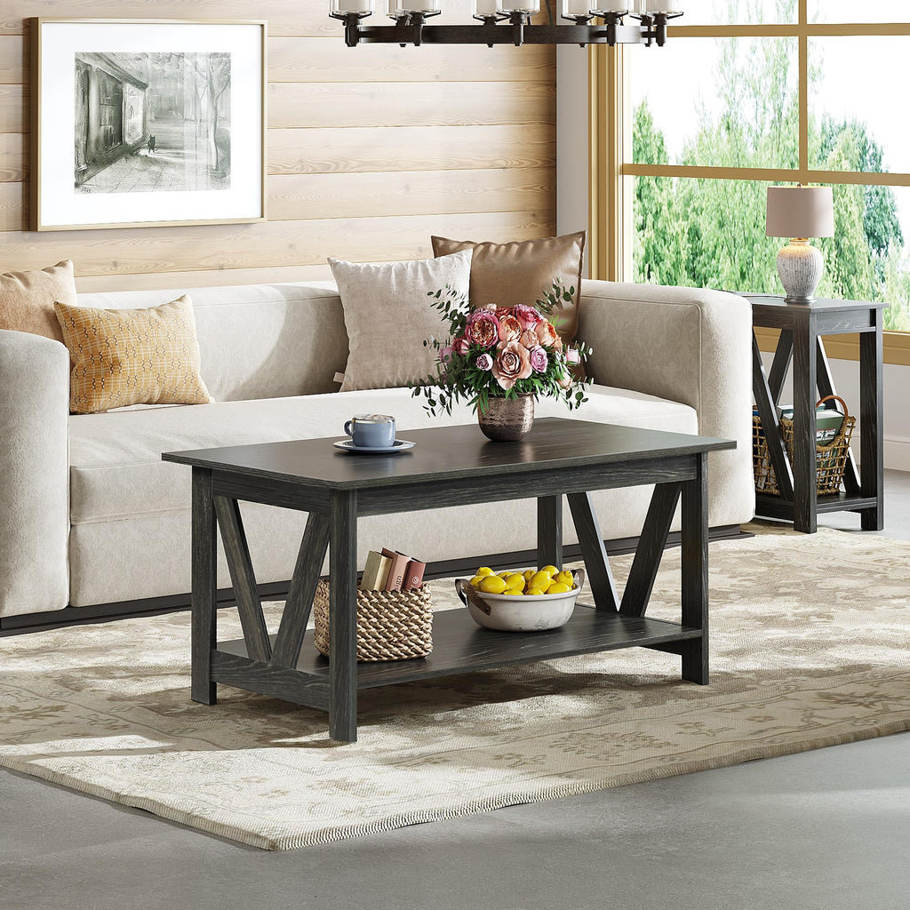 39.4" Wood Storage Coffee Table O7918