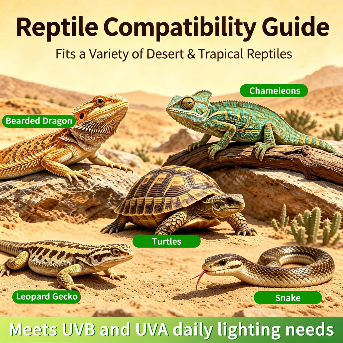8W UVB Reptile Light Fixture Combo Kit with Timer V3381