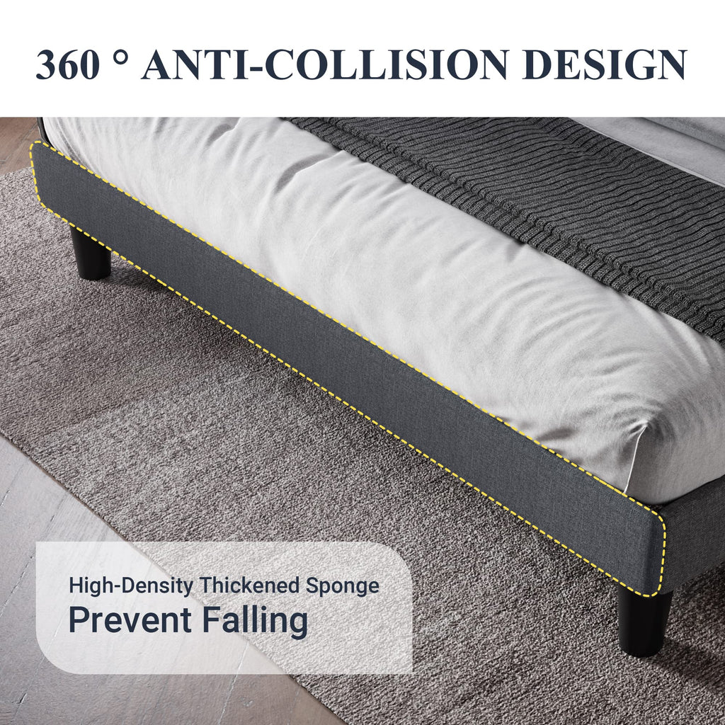 Queen Bed Frame with Button Tufted Wingback Headboard S9664