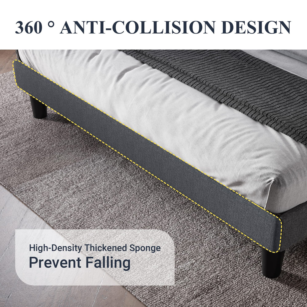 Queen Bed Frame with Button Tufted Wingback Headboard S9664